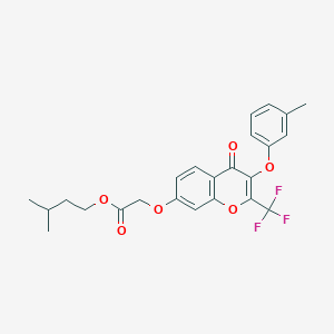 3-methylbutyl {[3-(3-methylphenoxy)-4-oxo-2-(trifluoromethyl)-4H-chromen-7-yl]oxy}acetate