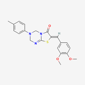 (7Z)-7-(3,4-dimethoxybenzylidene)-3-(4-methylphenyl)-3,4-dihydro-2H-[1,3]thiazolo[3,2-a][1,3,5]triazin-6(7H)-one