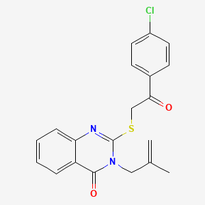 molecular formula C20H17ClN2O2S B11643572 2-{[2-(4-Chlorophenyl)-2-oxoethyl]sulfanyl}-3-(2-methylprop-2-en-1-yl)-3,4-dihydroquinazolin-4-one 