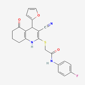 2-{[3-cyano-4-(furan-2-yl)-5-oxo-1,4,5,6,7,8-hexahydroquinolin-2-yl]sulfanyl}-N-(4-fluorophenyl)acetamide