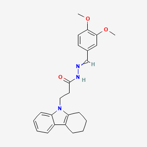 molecular formula C24H27N3O3 B11643600 N'-(3,4-dimethoxybenzylidene)-3-(1,2,3,4-tetrahydro-9H-carbazol-9-yl)propanehydrazide 