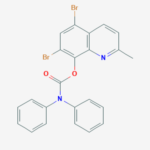 molecular formula C23H16Br2N2O2 B11643643 5,7-Dibromo-2-methylquinolin-8-yl diphenylcarbamate 