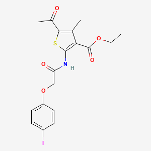 molecular formula C18H18INO5S B11643675 Ethyl 5-acetyl-2-{[(4-iodophenoxy)acetyl]amino}-4-methylthiophene-3-carboxylate 