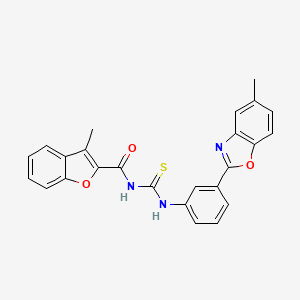 3-methyl-N-{[3-(5-methyl-1,3-benzoxazol-2-yl)phenyl]carbamothioyl}-1-benzofuran-2-carboxamide