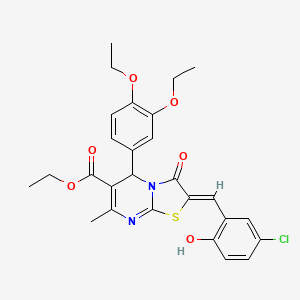 molecular formula C27H27ClN2O6S B11643719 ethyl (2Z)-2-(5-chloro-2-hydroxybenzylidene)-5-(3,4-diethoxyphenyl)-7-methyl-3-oxo-2,3-dihydro-5H-[1,3]thiazolo[3,2-a]pyrimidine-6-carboxylate 