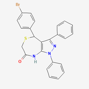 molecular formula C24H18BrN3OS B11643725 4-(4-bromophenyl)-1,3-diphenyl-4,8-dihydro-1H-pyrazolo[3,4-e][1,4]thiazepin-7(6H)-one 