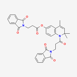 molecular formula C34H29N3O7 B11643742 1-[3-(1,3-dioxo-1,3-dihydro-2H-isoindol-2-yl)propanoyl]-2,2,4-trimethyl-1,2-dihydroquinolin-6-yl 3-(1,3-dioxo-1,3-dihydro-2H-isoindol-2-yl)propanoate 