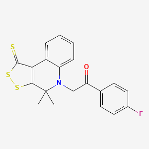 molecular formula C20H16FNOS3 B11643776 2-(4,4-dimethyl-1-thioxo-1,4-dihydro-5H-[1,2]dithiolo[3,4-c]quinolin-5-yl)-1-(4-fluorophenyl)ethanone 