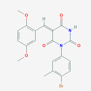 molecular formula C20H17BrN2O5 B11643778 (5Z)-1-(4-bromo-3-methylphenyl)-5-(2,5-dimethoxybenzylidene)pyrimidine-2,4,6(1H,3H,5H)-trione 