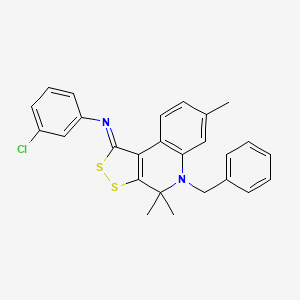 N-[(1Z)-5-benzyl-4,4,7-trimethyl-4,5-dihydro-1H-[1,2]dithiolo[3,4-c]quinolin-1-ylidene]-3-chloroaniline