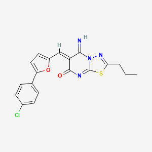 molecular formula C19H15ClN4O2S B11643794 (6Z)-6-{[5-(4-chlorophenyl)furan-2-yl]methylidene}-5-imino-2-propyl-5,6-dihydro-7H-[1,3,4]thiadiazolo[3,2-a]pyrimidin-7-one 