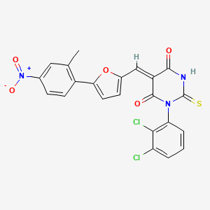 molecular formula C22H13Cl2N3O5S B11643832 (5Z)-1-(2,3-dichlorophenyl)-5-{[5-(2-methyl-4-nitrophenyl)furan-2-yl]methylidene}-2-thioxodihydropyrimidine-4,6(1H,5H)-dione 