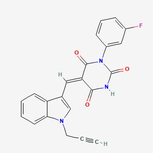 (5E)-1-(3-fluorophenyl)-5-{[1-(prop-2-yn-1-yl)-1H-indol-3-yl]methylidene}pyrimidine-2,4,6(1H,3H,5H)-trione