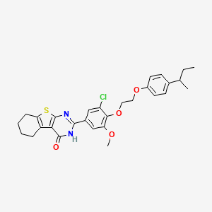 molecular formula C29H31ClN2O4S B11643869 2-(4-{2-[4-(butan-2-yl)phenoxy]ethoxy}-3-chloro-5-methoxyphenyl)-5,6,7,8-tetrahydro[1]benzothieno[2,3-d]pyrimidin-4(3H)-one 