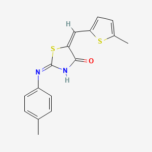 molecular formula C16H14N2OS2 B11643879 2-[(4-Methylphenyl)imino]-5-[(5-methyl-2-thienyl)methylene]-1,3-thiazolidin-4-one 