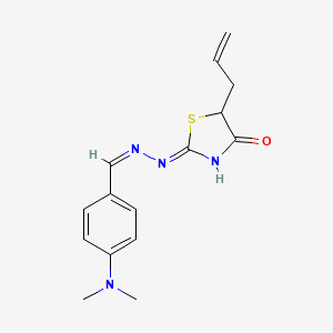 molecular formula C15H18N4OS B11643907 (2E)-2-[(E)-2-{[4-(Dimethylamino)phenyl]methylidene}hydrazin-1-ylidene]-5-(prop-2-EN-1-YL)-1,3-thiazolidin-4-one 