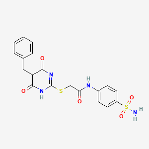 2-[(5-benzyl-4,6-dioxo-1,4,5,6-tetrahydropyrimidin-2-yl)sulfanyl]-N-(4-sulfamoylphenyl)acetamide