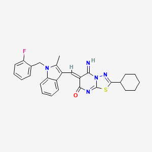 (6Z)-2-cyclohexyl-6-{[1-(2-fluorobenzyl)-2-methyl-1H-indol-3-yl]methylidene}-5-imino-5,6-dihydro-7H-[1,3,4]thiadiazolo[3,2-a]pyrimidin-7-one