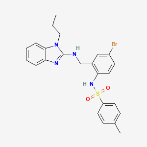 molecular formula C24H25BrN4O2S B11643935 N-(4-bromo-2-{[(1-propyl-1H-benzimidazol-2-yl)amino]methyl}phenyl)-4-methylbenzenesulfonamide 