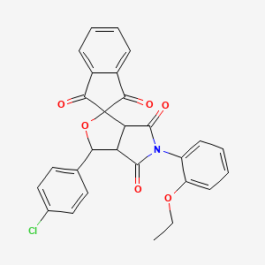 molecular formula C28H20ClNO6 B11643939 3-(4-chlorophenyl)-5-(2-ethoxyphenyl)-3a,6a-dihydrospiro[furo[3,4-c]pyrrole-1,2'-indene]-1',3',4,6(3H,5H)-tetrone 