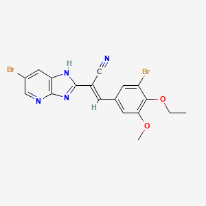 (2E)-3-(3-bromo-4-ethoxy-5-methoxyphenyl)-2-(6-bromo-1H-imidazo[4,5-b]pyridin-2-yl)prop-2-enenitrile