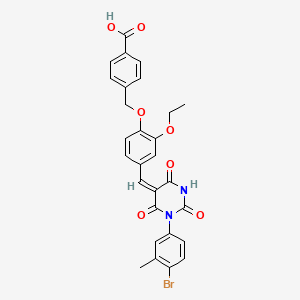 4-[(4-{(E)-[1-(4-bromo-3-methylphenyl)-2,4,6-trioxotetrahydropyrimidin-5(2H)-ylidene]methyl}-2-ethoxyphenoxy)methyl]benzoic acid