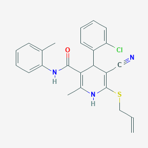 molecular formula C24H22ClN3OS B11643986 4-(2-chlorophenyl)-5-cyano-2-methyl-N-(2-methylphenyl)-6-(prop-2-en-1-ylsulfanyl)-1,4-dihydropyridine-3-carboxamide 