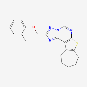 molecular formula C20H20N4OS B11643993 2-[(2-methylphenoxy)methyl]-9,10,11,12-tetrahydro-8H-cyclohepta[4,5]thieno[3,2-e][1,2,4]triazolo[1,5-c]pyrimidine 