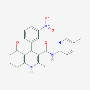 molecular formula C23H22N4O4 B11644034 2-Methyl-N-(5-methylpyridin-2-yl)-4-(3-nitrophenyl)-5-oxo-1,4,5,6,7,8-hexahydroquinoline-3-carboxamide CAS No. 361195-74-6