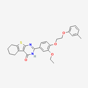 molecular formula C27H28N2O4S B11644037 2-{3-ethoxy-4-[2-(3-methylphenoxy)ethoxy]phenyl}-5,6,7,8-tetrahydro[1]benzothieno[2,3-d]pyrimidin-4(3H)-one 