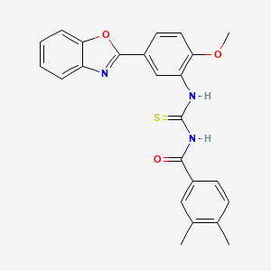 molecular formula C24H21N3O3S B11644038 N-{[5-(1,3-benzoxazol-2-yl)-2-methoxyphenyl]carbamothioyl}-3,4-dimethylbenzamide 