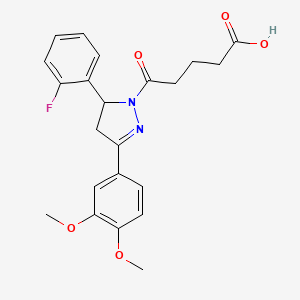 5-[3-(3,4-dimethoxyphenyl)-5-(2-fluorophenyl)-4,5-dihydro-1H-pyrazol-1-yl]-5-oxopentanoic acid