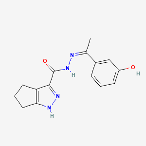 molecular formula C15H16N4O2 B11644049 N'-[(1Z)-1-(3-hydroxyphenyl)ethylidene]-1,4,5,6-tetrahydrocyclopenta[c]pyrazole-3-carbohydrazide 