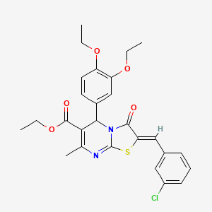 ethyl (2Z)-2-(3-chlorobenzylidene)-5-(3,4-diethoxyphenyl)-7-methyl-3-oxo-2,3-dihydro-5H-[1,3]thiazolo[3,2-a]pyrimidine-6-carboxylate