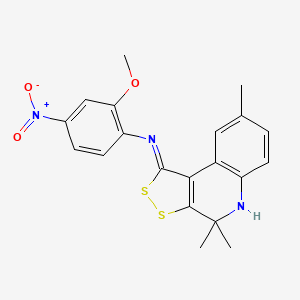 molecular formula C20H19N3O3S2 B11644068 2-methoxy-4-nitro-N-[(1Z)-4,4,8-trimethyl-4,5-dihydro-1H-[1,2]dithiolo[3,4-c]quinolin-1-ylidene]aniline 