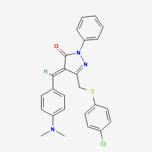 molecular formula C25H22ClN3OS B11644076 (4E)-5-{[(4-chlorophenyl)sulfanyl]methyl}-4-[4-(dimethylamino)benzylidene]-2-phenyl-2,4-dihydro-3H-pyrazol-3-one 