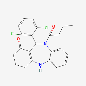 10-butanoyl-11-(2,6-dichlorophenyl)-2,3,4,5,10,11-hexahydro-1H-dibenzo[b,e][1,4]diazepin-1-one