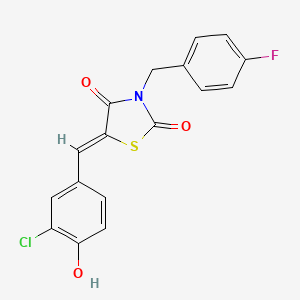 molecular formula C17H11ClFNO3S B11644086 (5Z)-5-[(3-chloro-4-hydroxyphenyl)methylidene]-3-[(4-fluorophenyl)methyl]-1,3-thiazolidine-2,4-dione 