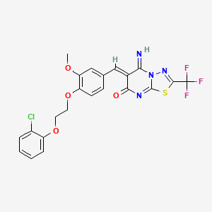 molecular formula C22H16ClF3N4O4S B11644088 (6Z)-6-{4-[2-(2-chlorophenoxy)ethoxy]-3-methoxybenzylidene}-5-imino-2-(trifluoromethyl)-5,6-dihydro-7H-[1,3,4]thiadiazolo[3,2-a]pyrimidin-7-one 