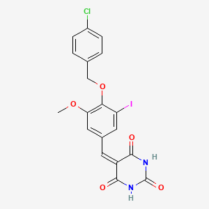 molecular formula C19H14ClIN2O5 B11644095 5-{4-[(4-chlorobenzyl)oxy]-3-iodo-5-methoxybenzylidene}pyrimidine-2,4,6(1H,3H,5H)-trione 