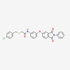 molecular formula C29H21ClN2O4S B11644121 2-[(4-chlorobenzyl)sulfanyl]-N-{3-[(1,3-dioxo-2-phenyl-2,3-dihydro-1H-isoindol-5-yl)oxy]phenyl}acetamide 