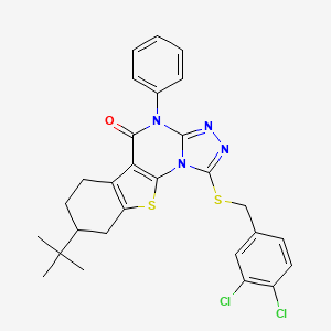 8-(Tert-butyl)-1-[(3,4-dichlorobenzyl)sulfanyl]-4-phenyl-6,7,8,9-tetrahydro[1]benzothieno[3,2-E][1,2,4]triazolo[4,3-A]pyrimidin-5(4H)-one