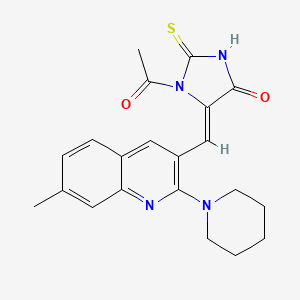 (5Z)-1-acetyl-5-{[7-methyl-2-(piperidin-1-yl)quinolin-3-yl]methylidene}-2-sulfanyl-1,5-dihydro-4H-imidazol-4-one