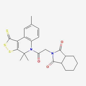 molecular formula C23H24N2O3S3 B11644182 2-[2-oxo-2-(4,4,8-trimethyl-1-thioxo-1,4-dihydro-5H-[1,2]dithiolo[3,4-c]quinolin-5-yl)ethyl]hexahydro-1H-isoindole-1,3(2H)-dione 