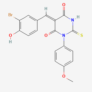 molecular formula C18H13BrN2O4S B11644208 (5Z)-5-(3-bromo-4-hydroxybenzylidene)-1-(4-methoxyphenyl)-2-thioxodihydropyrimidine-4,6(1H,5H)-dione 