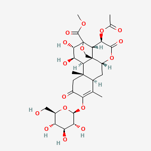 molecular formula C29H38O16 B1164421 methyl (1R,2S,3R,6R,8R,13S,14R,15R,16S)-3-acetyloxy-15,16-dihydroxy-9,13-dimethyl-4,11-dioxo-10-[(2S,3R,4S,5S,6R)-3,4,5-trihydroxy-6-(hydroxymethyl)oxan-2-yl]oxy-5,18-dioxapentacyclo[12.5.0.01,6.02,17.08,13]nonadec-9-ene-17-carboxylate CAS No. 99132-95-3