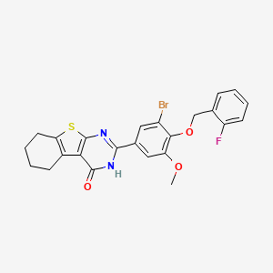 molecular formula C24H20BrFN2O3S B11644226 2-{3-bromo-4-[(2-fluorobenzyl)oxy]-5-methoxyphenyl}-5,6,7,8-tetrahydro[1]benzothieno[2,3-d]pyrimidin-4(3H)-one 