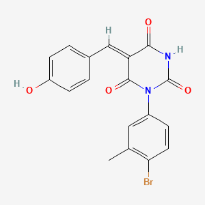 (5Z)-1-(4-bromo-3-methylphenyl)-5-(4-hydroxybenzylidene)pyrimidine-2,4,6(1H,3H,5H)-trione