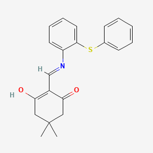 molecular formula C21H21NO2S B11644272 5,5-Dimethyl-2-[(2-phenylsulfanylanilino)methylidene]cyclohexane-1,3-dione 