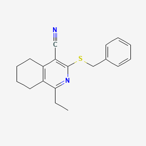 molecular formula C19H20N2S B11644278 3-(Benzylsulfanyl)-1-ethyl-5,6,7,8-tetrahydroisoquinoline-4-carbonitrile 